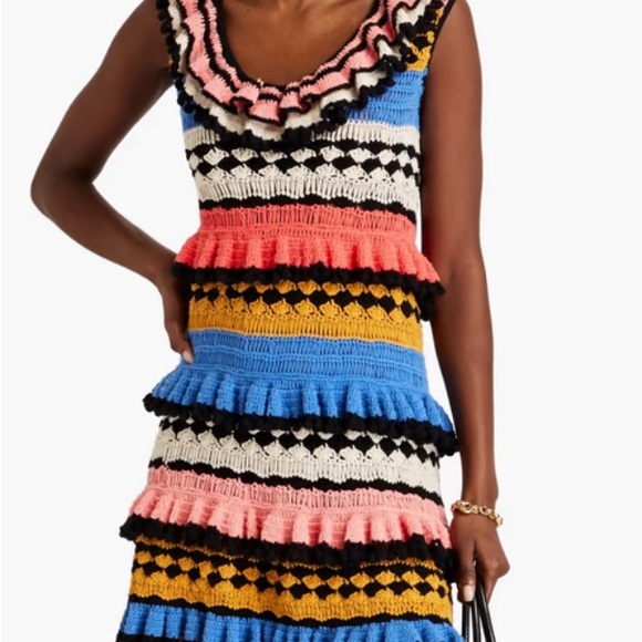 Zimmerman Tiered pompom-embellished crocheted cotton mini dress - Picture 5 of 6